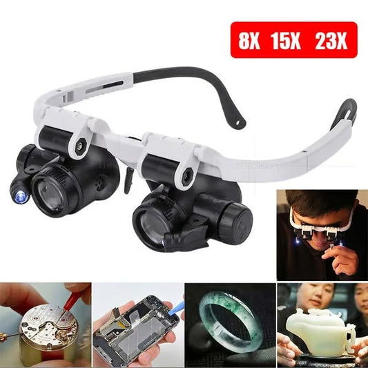 ⏰ Limited time offer ✨ 8X 15x 23x Head Wearing Magnifying Glass with LED Light Headband